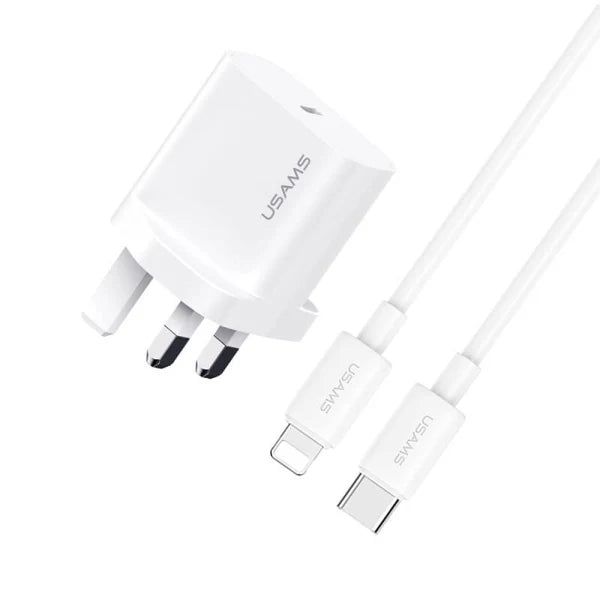 USAMS 20W Fast Charger with 30W Type-C To Lightning 1m Cable – Yi Series OY CC227