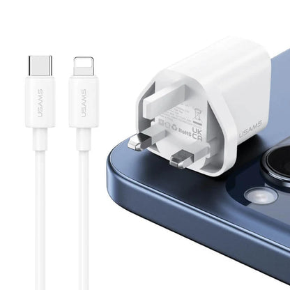 USAMS 20W Fast Charger with 30W Type-C To Lightning 1m Cable – Yi Series OY CC227